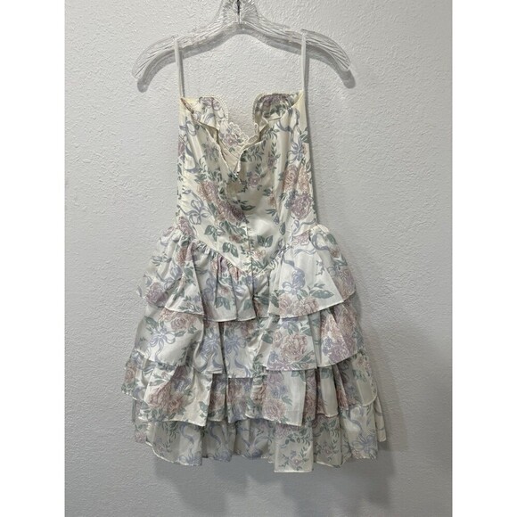 Vintage Jessica McClintock Gunne Sax Strapless Tiered Brocade Dress Size 7/8 - Picture 4 of 8